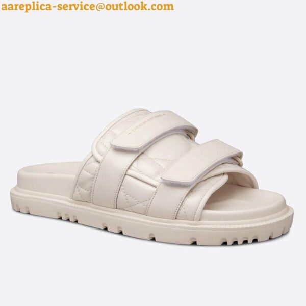 Replica DIor Dio(r)evolution Slides Sandals In White Cannage Calfskin