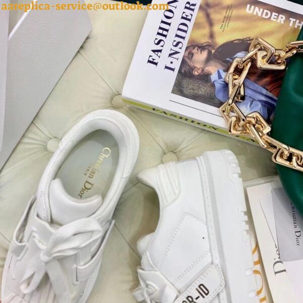 Replica Dior Dior-ID Sneakers In White Leather with Black Strap 10