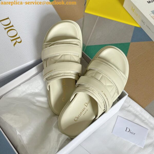 Replica DIor Dio(r)evolution Slides Sandals In White Cannage Calfskin 3