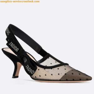 Replica Dior J'Adior Slingback Pumps 65mm In Black Dotted Swiss 2