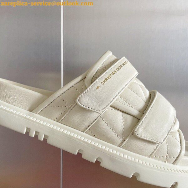 Replica DIor Dio(r)evolution Slides Sandals In White Cannage Calfskin 5