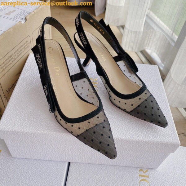 Replica Dior J'Adior Slingback Pumps 65mm In Black Dotted Swiss 6