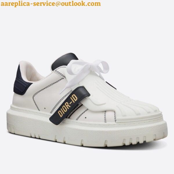 Replica Dior Dior-ID Sneakers In White Leather with Black Strap 15