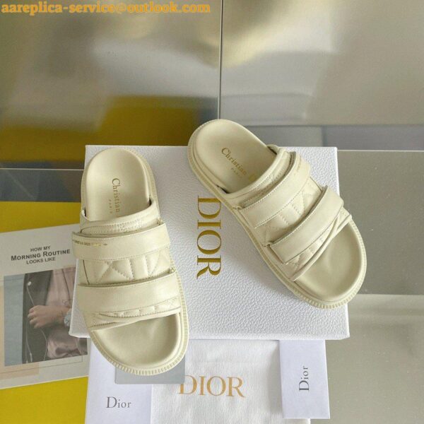 Replica DIor Dio(r)evolution Slides Sandals In White Cannage Calfskin 9