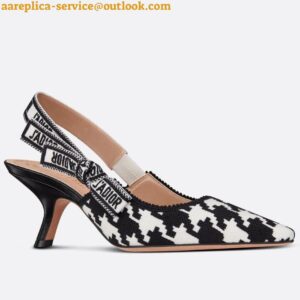 Replica Dior J'Adior Slingback Pumps 65mm In Black Houndstooth Embroidery 2