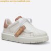 Replica Dior Dior-ID Sneakers In White Leather with Green Strap