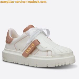 Replica Dior Dior-ID Sneakers In White Leather with Nude Strap