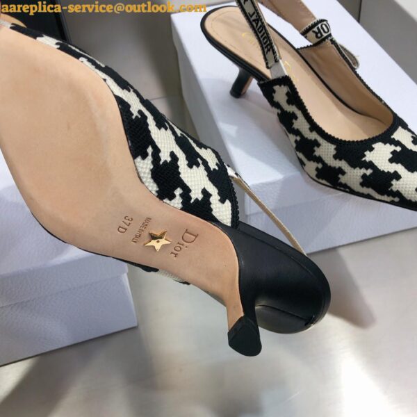 Replica Dior J'Adior Slingback Pumps 65mm In Black Houndstooth Embroidery 5