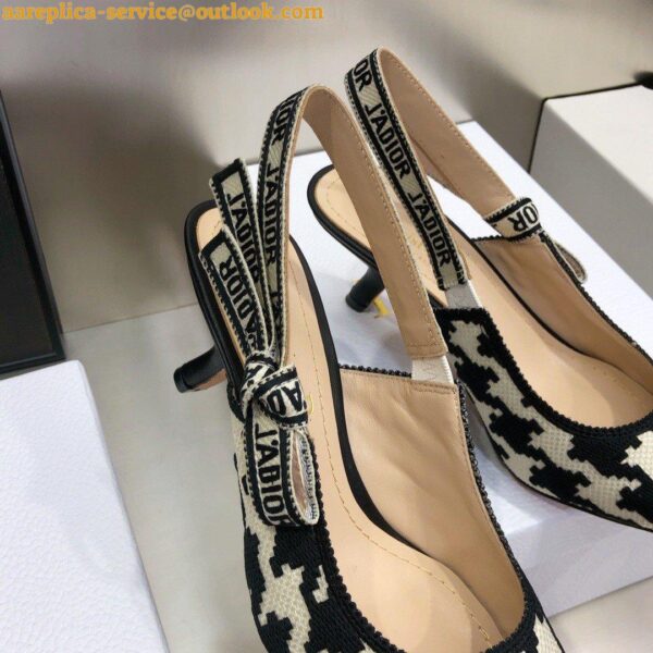 Replica Dior J'Adior Slingback Pumps 65mm In Black Houndstooth Embroidery 6