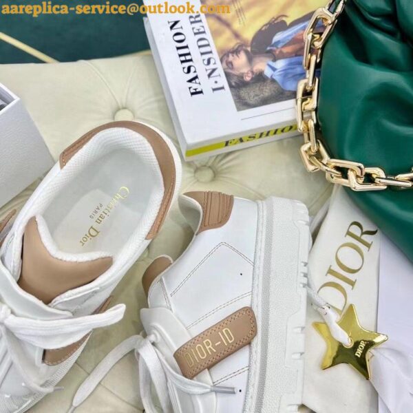 Replica Dior Dior-ID Sneakers In White Leather with Nude Strap 5