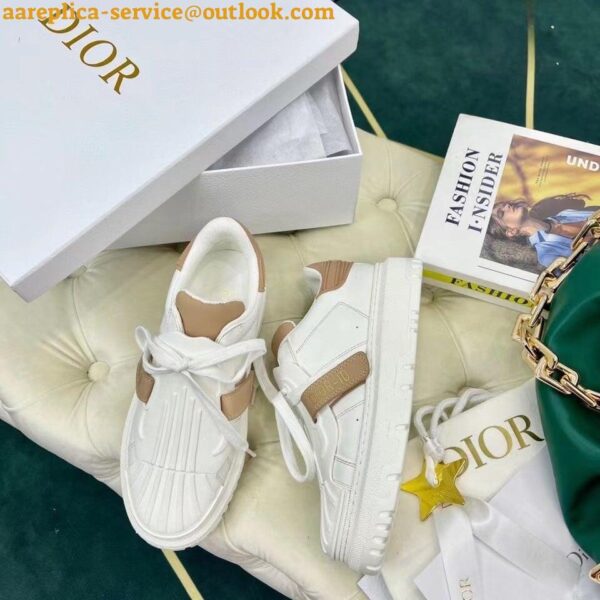 Replica Dior Dior-ID Sneakers In White Leather with Nude Strap 7