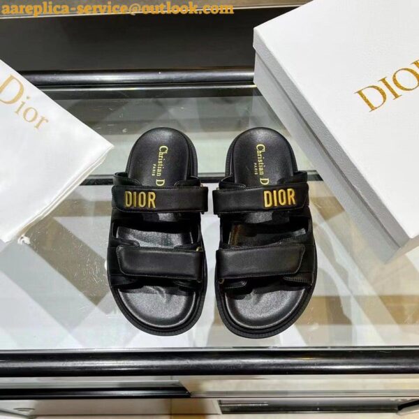 Replica Dior DiorAct Slides In Black Lambskin 3