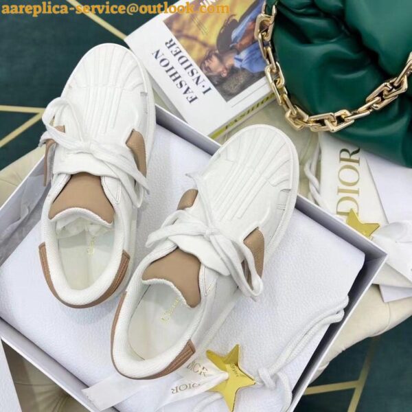 Replica Dior Dior-ID Sneakers In White Leather with Nude Strap 9