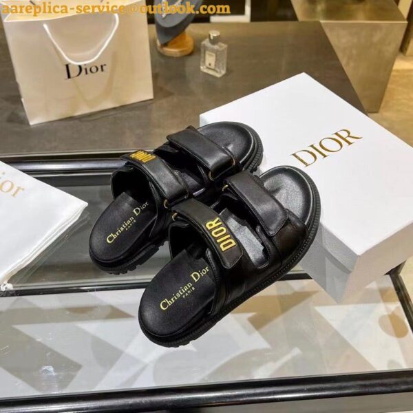 Replica Dior DiorAct Slides In Black Lambskin 5