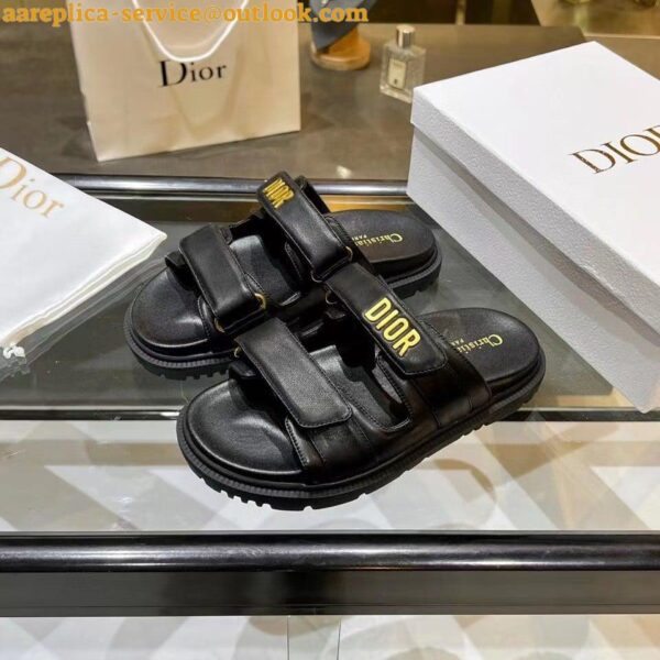 Replica Dior DiorAct Slides In Black Lambskin 6