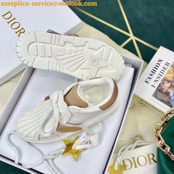 Replica Dior Dior-ID Sneakers In White Leather with Nude Strap 11