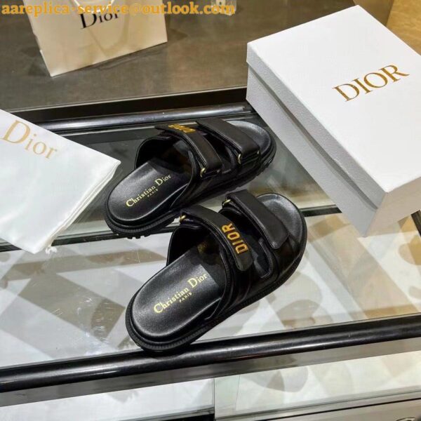 Replica Dior DiorAct Slides In Black Lambskin 7