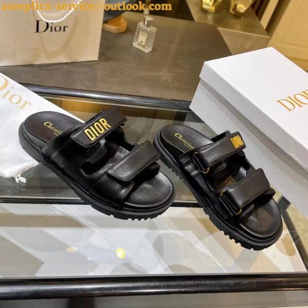 Replica Dior DiorAct Slides In Black Lambskin 8