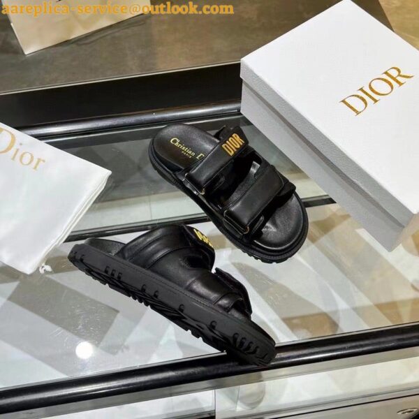 Replica Dior DiorAct Slides In Black Lambskin 9