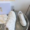 Replica Dior One Sneakers in White and Gold Oblique Perforated Calfskin