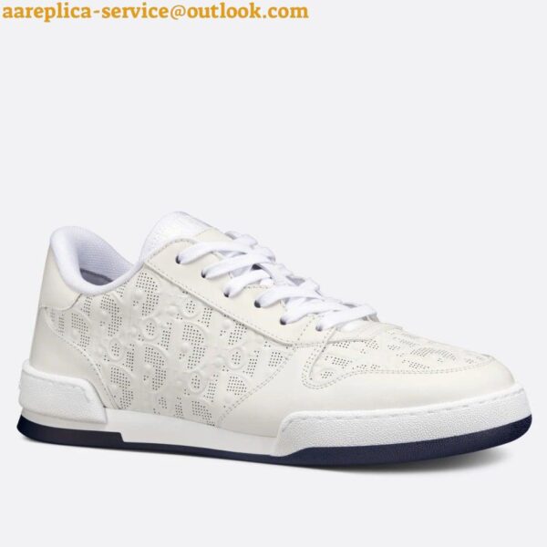 Replica Dior One Sneakers In White Oblique Perforated Calfskin 5