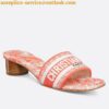 Replica Dior Dioriviera Dway Heeled 35MM Slides in Grey Toile de Jouy Sauvage Cotton 2