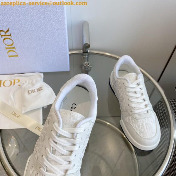 Replica Dior One Sneakers In White Oblique Perforated Calfskin 10