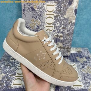 Replica Dior Star Low-top Sneakers In Beige Calfskin