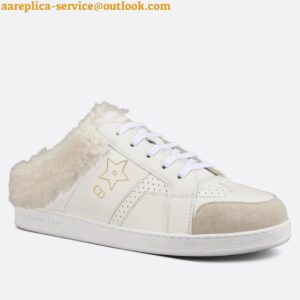 Replica Dior Star Low-top Sneakers in White Calfskin and Shearling 2