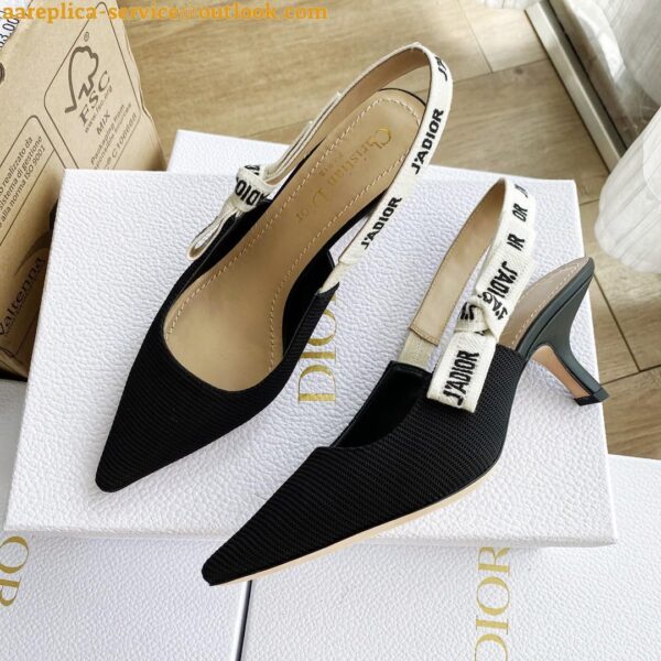 Replica Dior J'Adior Slingback Pumps 65mm In Black Technical Fabric 10