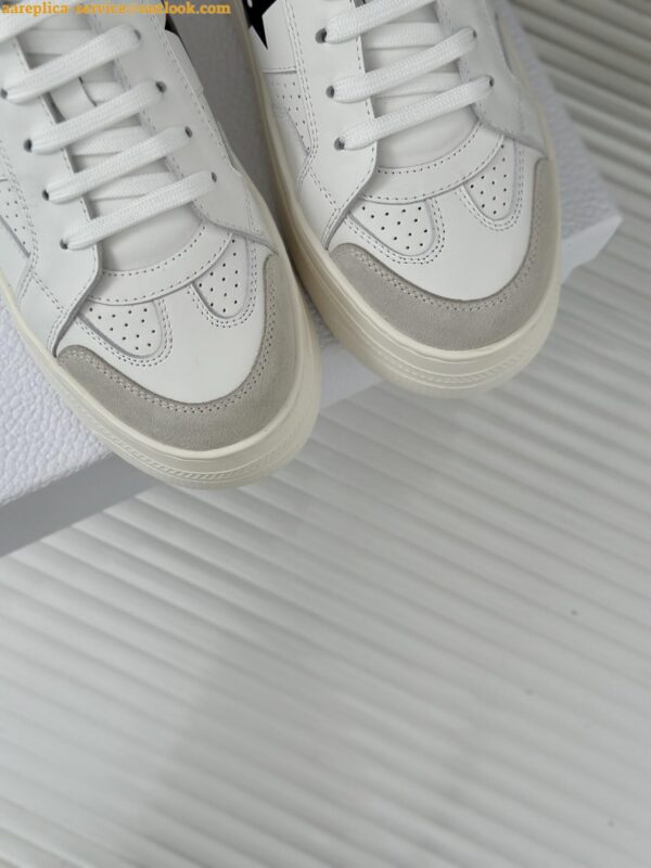 Replica Dior Star Platform Sneakers in White Calfskin with Black Star 6