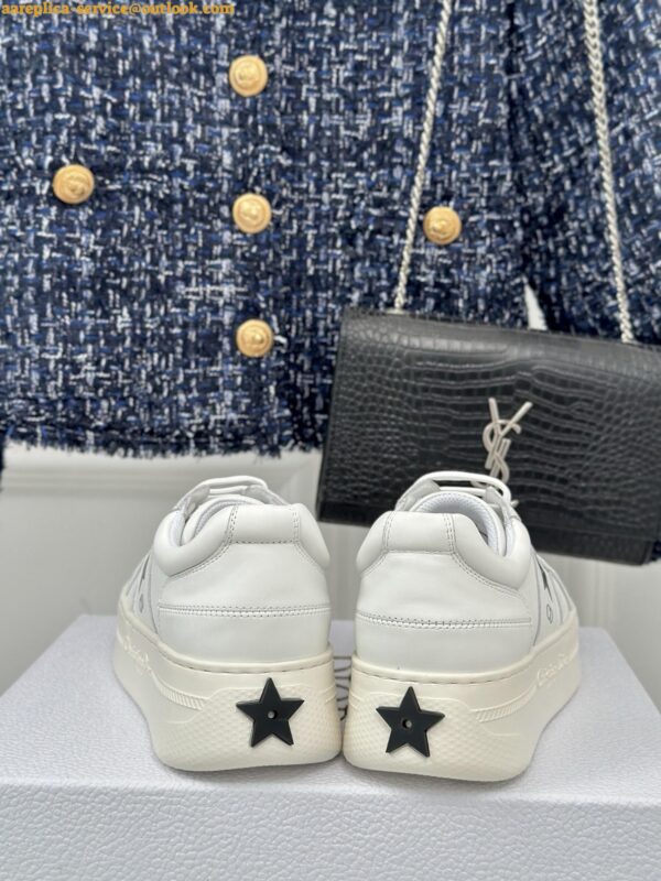 Replica Dior Star Platform Sneakers in White Calfskin with Black Star 7