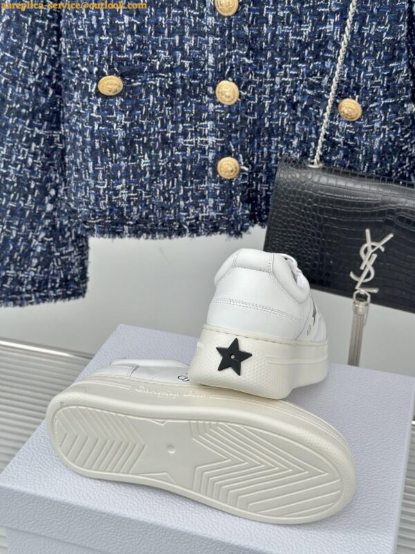 Replica Dior Star Platform Sneakers in White Calfskin with Black Star 8