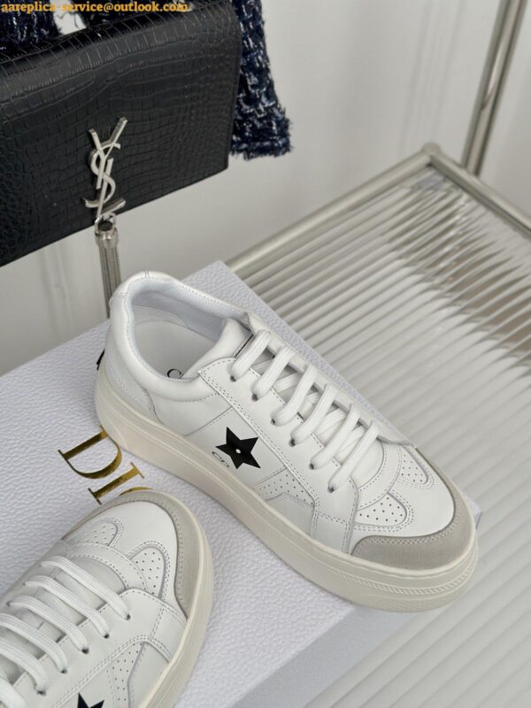 Replica Dior Star Platform Sneakers in White Calfskin with Black Star 10