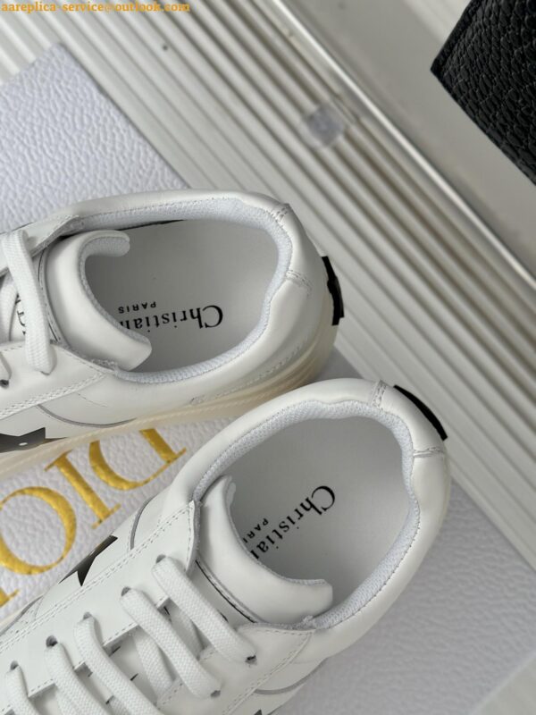 Replica Dior Star Platform Sneakers in White Calfskin with Black Star 12