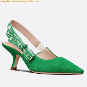 Replica Dior J'Adior Slingback Pumps 65mm In Green Cotton Embroidery