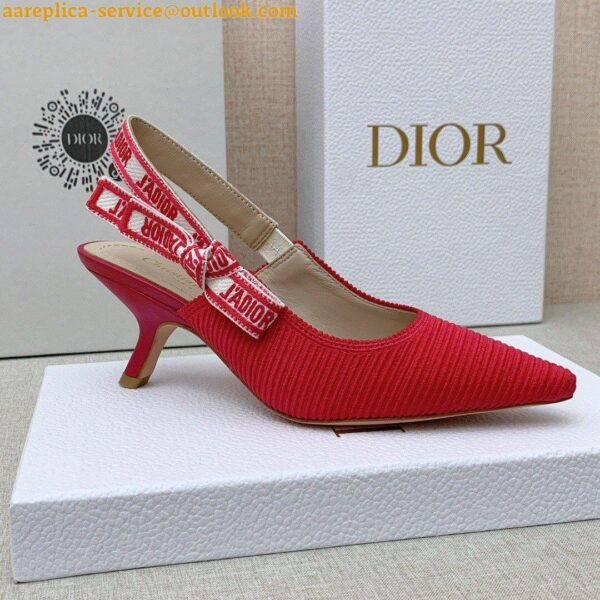 Replica Dior J'Adior Slingback Pumps 65mm In Green Cotton Embroidery 3