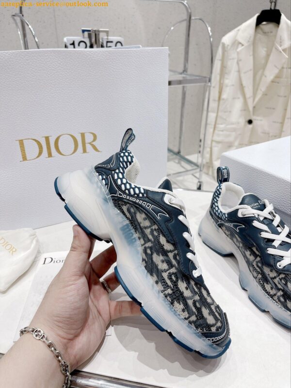 Replica Dior Vibe Sneakers In Blue Dior Oblique Technical Fabric 8