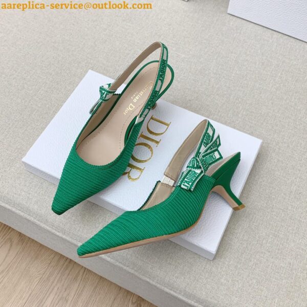 Replica Dior J'Adior Slingback Pumps 65mm In Green Cotton Embroidery 11