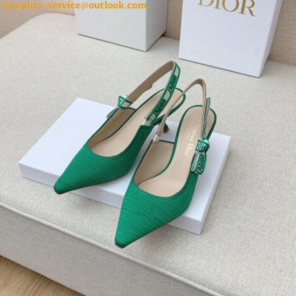 Replica Dior J'Adior Slingback Pumps 65mm In Green Cotton Embroidery 12