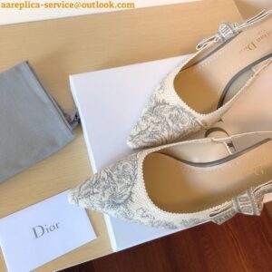 Replica Dior J'Adior Slingback Pumps 65mm In Grey Toile de Jouy Cotton 2