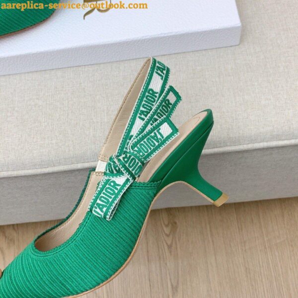 Replica Dior J'Adior Slingback Pumps 65mm In Green Cotton Embroidery 13