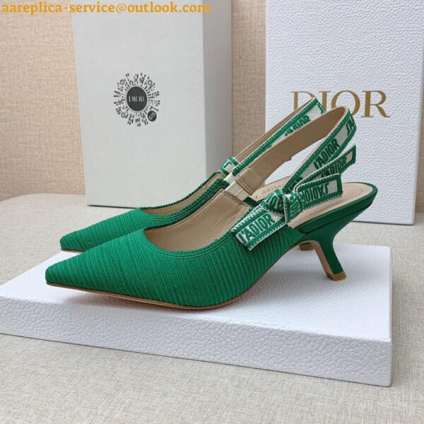 Replica Dior J'Adior Slingback Pumps 65mm In Green Cotton Embroidery 15