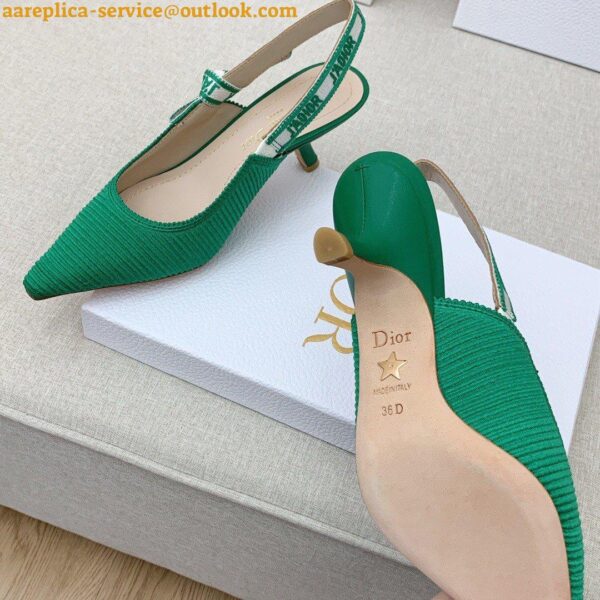 Replica Dior J'Adior Slingback Pumps 65mm In Green Cotton Embroidery 16