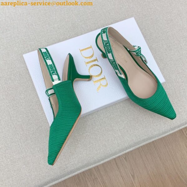 Replica Dior J'Adior Slingback Pumps 65mm In Green Cotton Embroidery 17