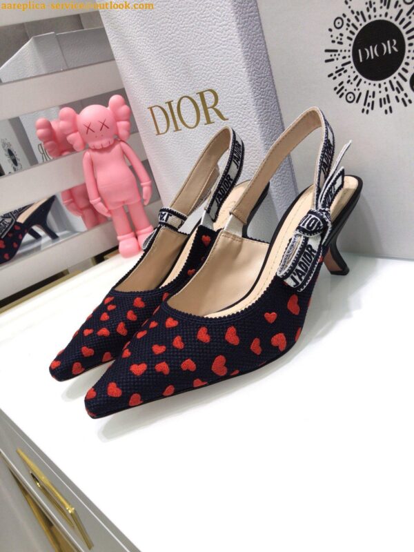 Replica Dior J'Adior Slingback Pumps 65mm In Hearts I Love Cotton 3