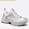 Replica Dior Vibe Sneakers In White Mesh and Gold Leather