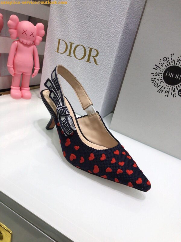 Replica Dior J'Adior Slingback Pumps 65mm In Hearts I Love Cotton 4