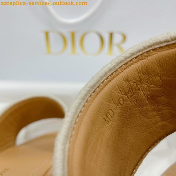 Replica Dior Dioriviera Dway Platform Slides in Raffia and White Embroidered Cotton 7