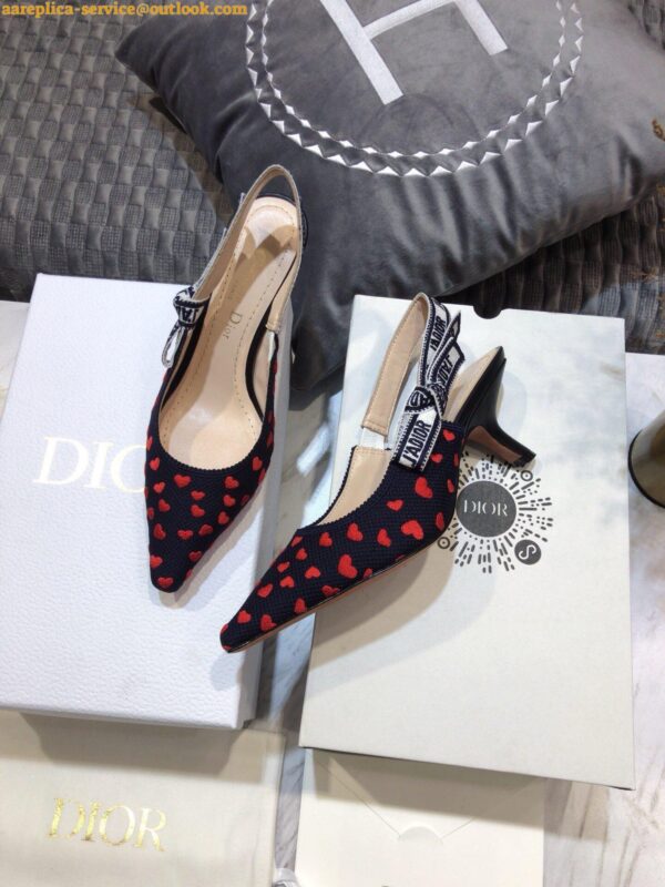 Replica Dior J'Adior Slingback Pumps 65mm In Hearts I Love Cotton 5